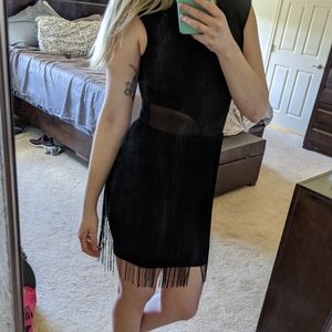 Fringe Black Mini Dress